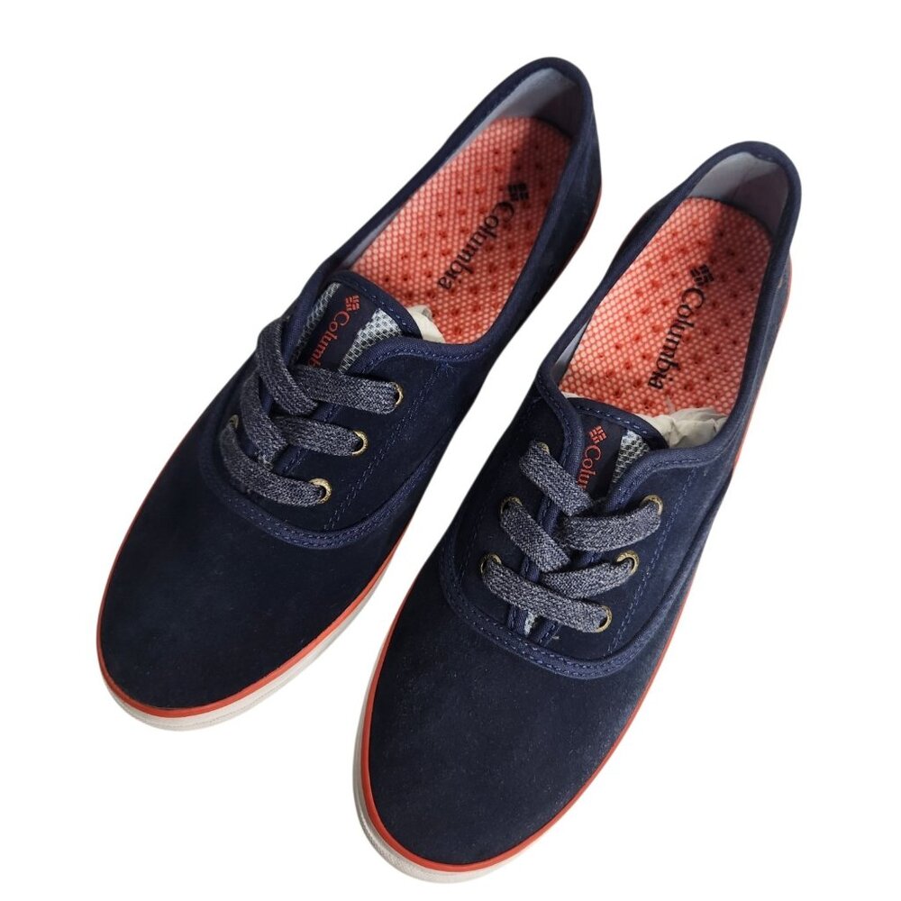 Columbia Women's Vulc N Vent Lace Up Blue Suede Canvas Sneakers Size 10.5